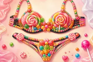 dรฉcouvrez la lingerie comestible en bonbons : des strings et soutiens-gorge gourmands pour allier plaisir et sensualitรฉ de faรงon originale et sucrรฉe.